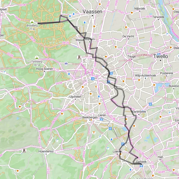 Miniatuurkaart van de fietsinspiratie "Rondje Niersen en Klarenbeek" in Gelderland, Netherlands. Gemaakt door de Tarmacs.app fietsrouteplanner