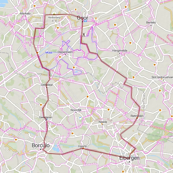 Miniatuurkaart van de fietsinspiratie "Natuurlijke Schoonheid van Twente" in Gelderland, Netherlands. Gemaakt door de Tarmacs.app fietsrouteplanner