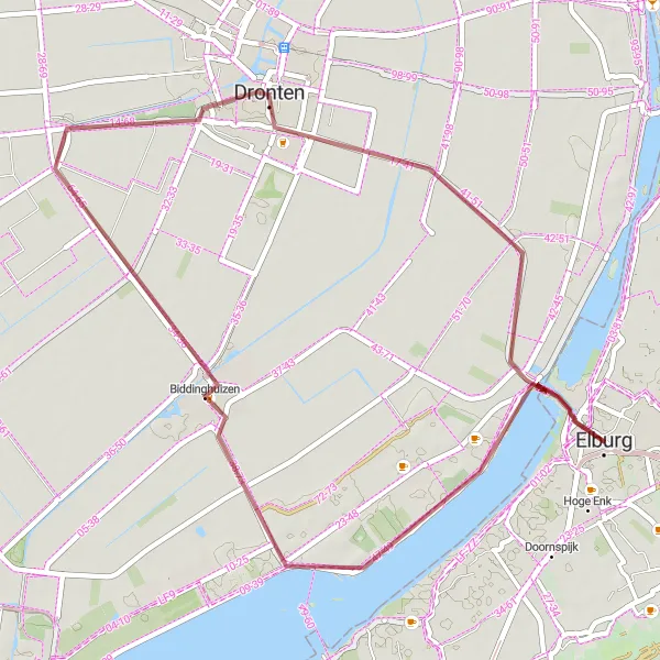 Map miniature of "Elburg-Vesting Adventure" cycling inspiration in Gelderland, Netherlands. Generated by Tarmacs.app cycling route planner