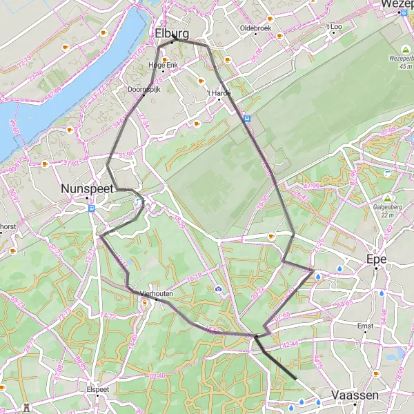 Map miniature of "Countryside Delights" cycling inspiration in Gelderland, Netherlands. Generated by Tarmacs.app cycling route planner