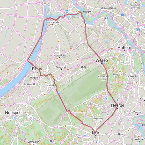 Miniatuurkaart van de fietsinspiratie "Ontdek de Veluwse bossen en heide per gravelbike" in Gelderland, Netherlands. Gemaakt door de Tarmacs.app fietsrouteplanner