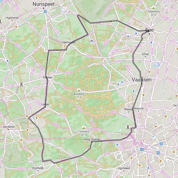 Miniatuurkaart van de fietsinspiratie "Kastelen en natuur van Epe" in Gelderland, Netherlands. Gemaakt door de Tarmacs.app fietsrouteplanner