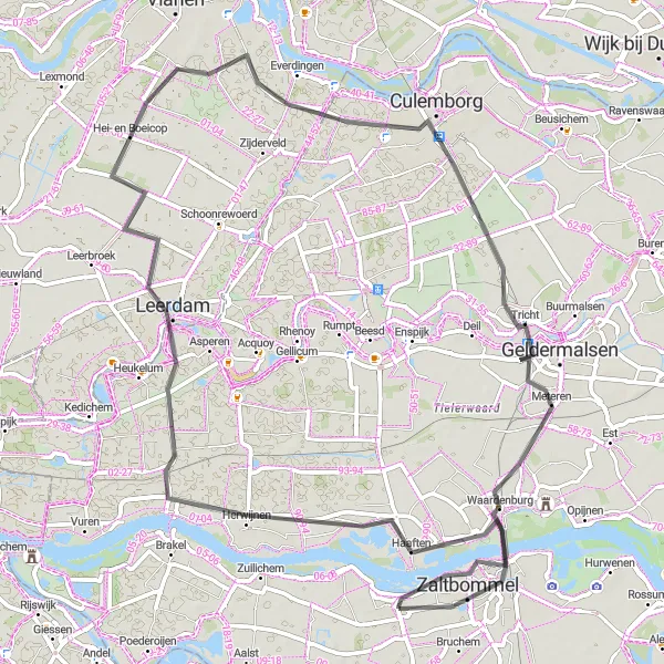 Map miniature of "Glamorous Gems of Gelderland" cycling inspiration in Gelderland, Netherlands. Generated by Tarmacs.app cycling route planner