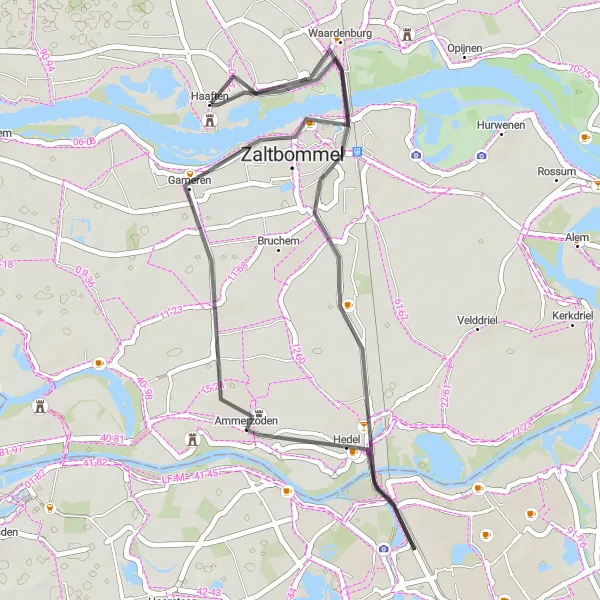 Miniatuurkaart van de fietsinspiratie "Kasteel Goudenstein Route" in Gelderland, Netherlands. Gemaakt door de Tarmacs.app fietsrouteplanner