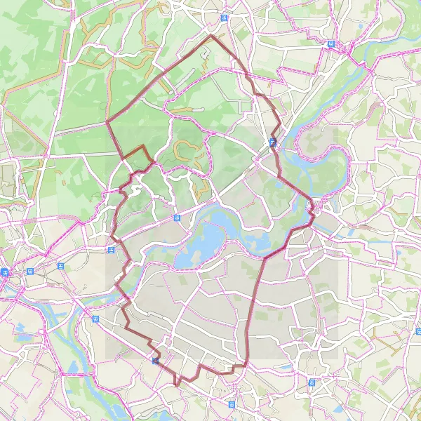 Miniatuurkaart van de fietsinspiratie "Gravelroute van Groessen naar Helhoek" in Gelderland, Netherlands. Gemaakt door de Tarmacs.app fietsrouteplanner