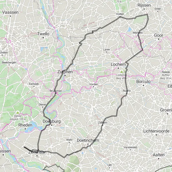 Map miniature of "Duiven to Didam Road Cycling Journey" cycling inspiration in Gelderland, Netherlands. Generated by Tarmacs.app cycling route planner