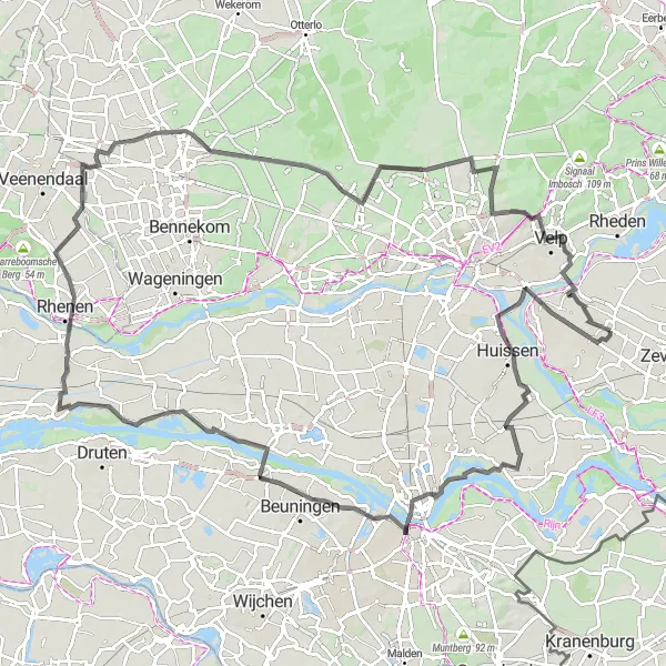 Miniatuurkaart van de fietsinspiratie "Wegroute van Duiven naar Nieuwgraaf" in Gelderland, Netherlands. Gemaakt door de Tarmacs.app fietsrouteplanner