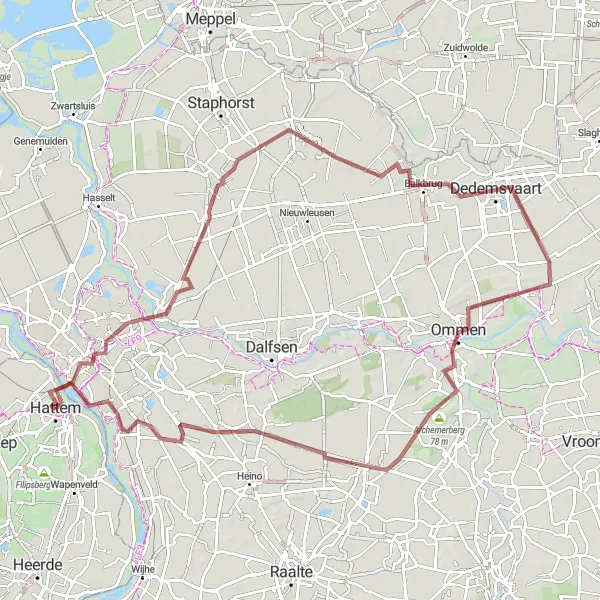 Miniatuurkaart van de fietsinspiratie "Fietsroute naar Zwolle en omgeving" in Gelderland, Netherlands. Gemaakt door de Tarmacs.app fietsrouteplanner