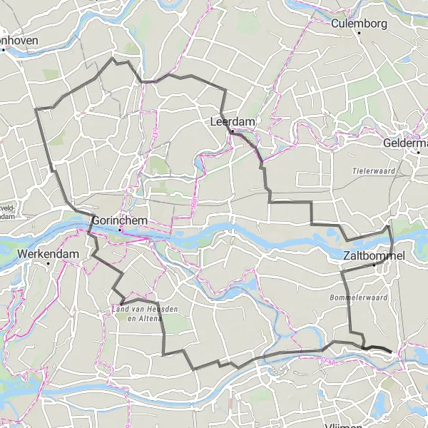 Miniatuurkaart van de fietsinspiratie "Ontdek de Betuwe van Genderen naar Kerkwijk" in Gelderland, Netherlands. Gemaakt door de Tarmacs.app fietsrouteplanner
