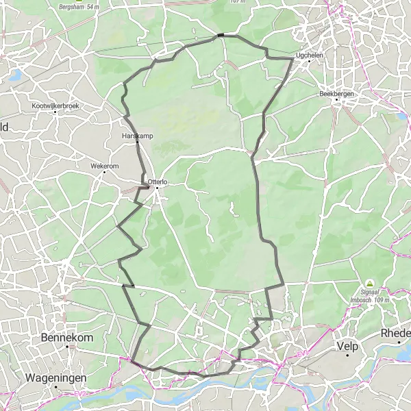 Miniatuurkaart van de fietsinspiratie "Heide en Vallei Expeditie" in Gelderland, Netherlands. Gemaakt door de Tarmacs.app fietsrouteplanner