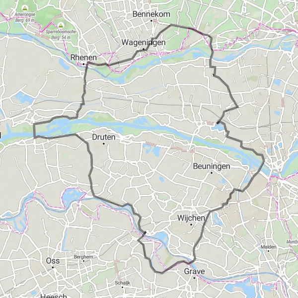 Map miniature of "Gelderland Escape" cycling inspiration in Gelderland, Netherlands. Generated by Tarmacs.app cycling route planner