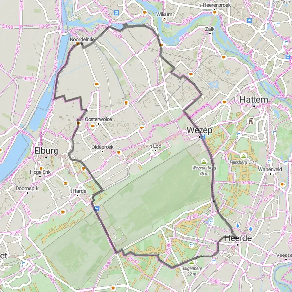 Map miniature of "Gelderland's Road Adventure" cycling inspiration in Gelderland, Netherlands. Generated by Tarmacs.app cycling route planner