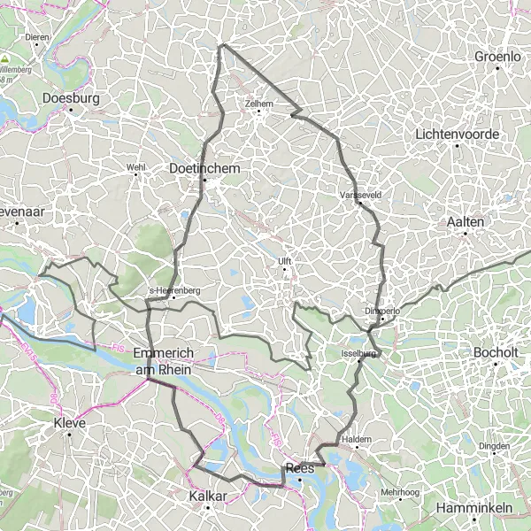 Map miniature of "Border Trail: Meuhoek to 's-Heerenberg" cycling inspiration in Gelderland, Netherlands. Generated by Tarmacs.app cycling route planner