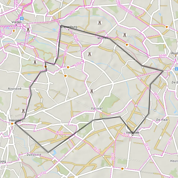 Map miniature of "Medler Route" cycling inspiration in Gelderland, Netherlands. Generated by Tarmacs.app cycling route planner