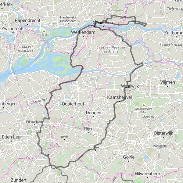 Map miniature of "Gelderland Valley" cycling inspiration in Gelderland, Netherlands. Generated by Tarmacs.app cycling route planner
