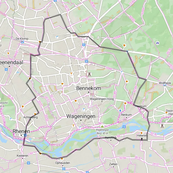 Map miniature of "Road Adventure Loop" cycling inspiration in Gelderland, Netherlands. Generated by Tarmacs.app cycling route planner