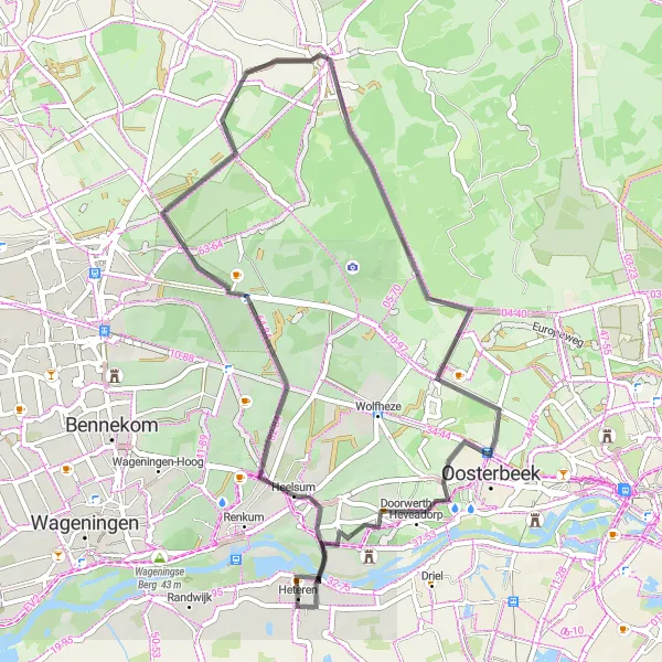 Map miniature of "Nature Exploration Road Cycling Route" cycling inspiration in Gelderland, Netherlands. Generated by Tarmacs.app cycling route planner