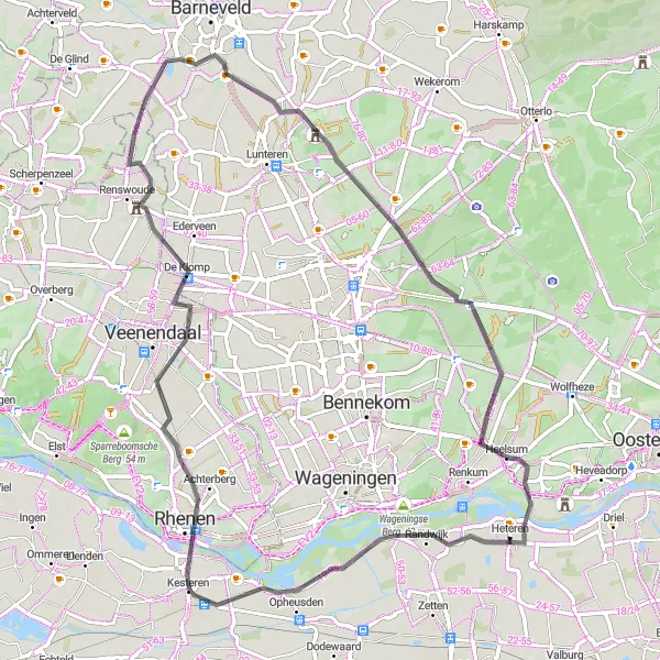 Map miniature of "Warffum Wonders" cycling inspiration in Gelderland, Netherlands. Generated by Tarmacs.app cycling route planner