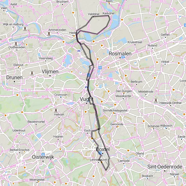 Map miniature of "On the Road to Adventure" cycling inspiration in Gelderland, Netherlands. Generated by Tarmacs.app cycling route planner