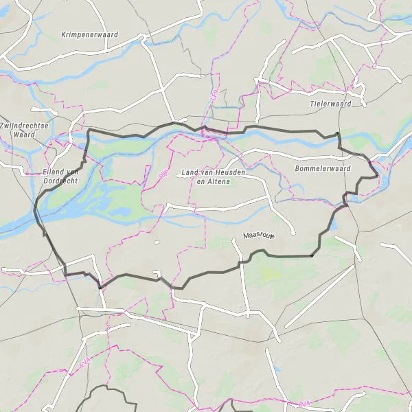 Map miniature of "Hedel and Beyond" cycling inspiration in Gelderland, Netherlands. Generated by Tarmacs.app cycling route planner