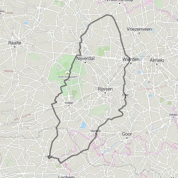 Map miniature of "Hilly Adventure" cycling inspiration in Gelderland, Netherlands. Generated by Tarmacs.app cycling route planner