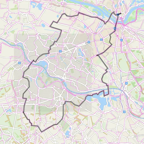 Map miniature of "Lent to Weurt Loop" cycling inspiration in Gelderland, Netherlands. Generated by Tarmacs.app cycling route planner