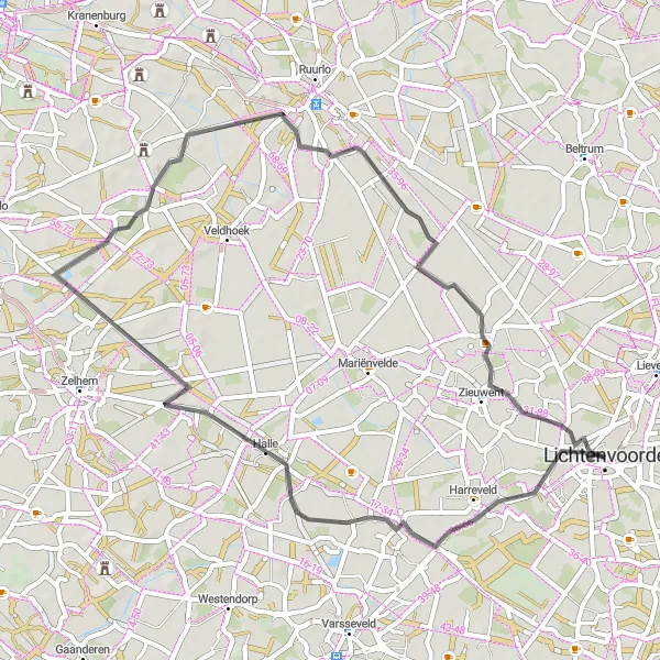 Map miniature of "Picturesque Countryside Loop" cycling inspiration in Gelderland, Netherlands. Generated by Tarmacs.app cycling route planner