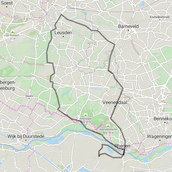 Map miniature of "Cycling through Valleys and Hills" cycling inspiration in Gelderland, Netherlands. Generated by Tarmacs.app cycling route planner