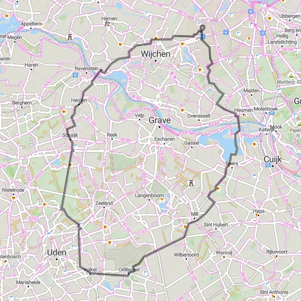 Map miniature of "Lindenholt Exploration" cycling inspiration in Gelderland, Netherlands. Generated by Tarmacs.app cycling route planner