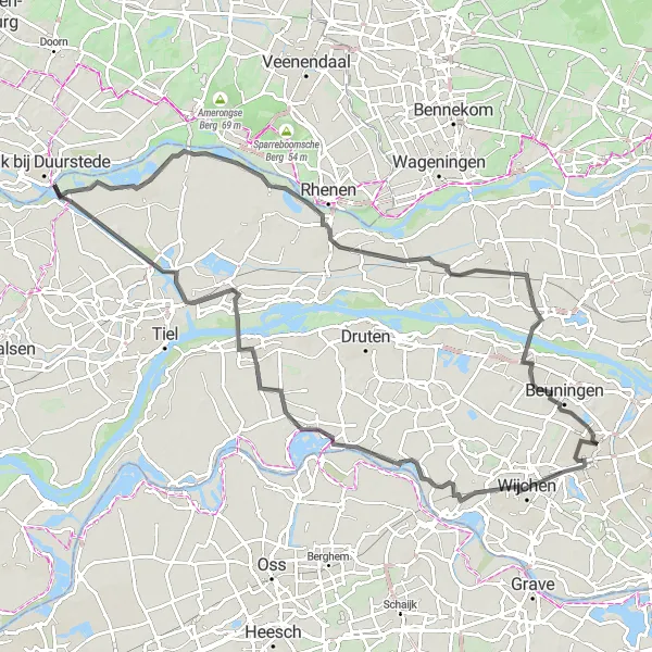 Miniatuurkaart van de fietsinspiratie "Wijchen-Appeltern Route" in Gelderland, Netherlands. Gemaakt door de Tarmacs.app fietsrouteplanner