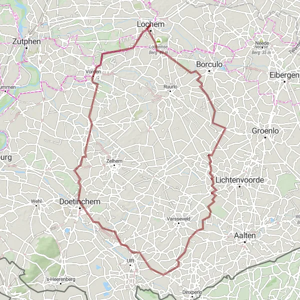 Miniatuurkaart van de fietsinspiratie "Graveltocht Lochem - Vorden" in Gelderland, Netherlands. Gemaakt door de Tarmacs.app fietsrouteplanner