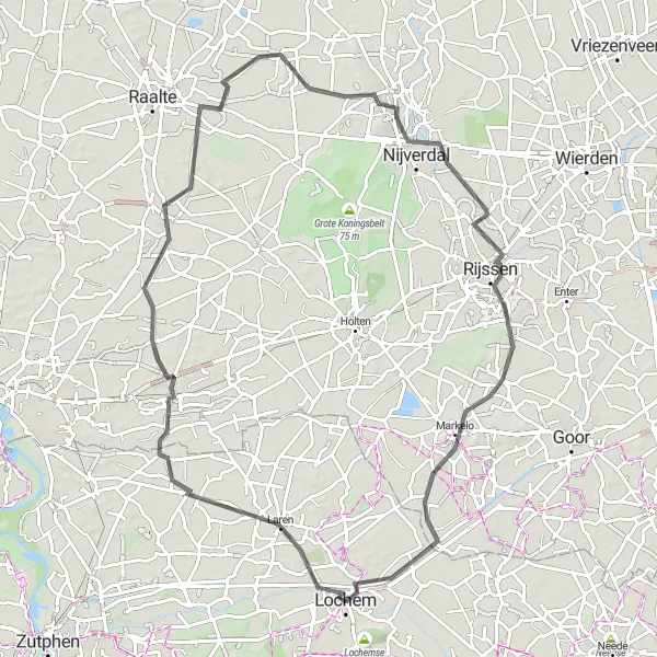 Miniatuurkaart van de fietsinspiratie "Wegtocht Lochem - Nijverdal" in Gelderland, Netherlands. Gemaakt door de Tarmacs.app fietsrouteplanner