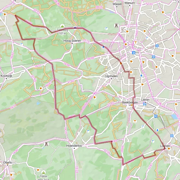Map miniature of "Gravel Exploration: Loenen to Assel" cycling inspiration in Gelderland, Netherlands. Generated by Tarmacs.app cycling route planner
