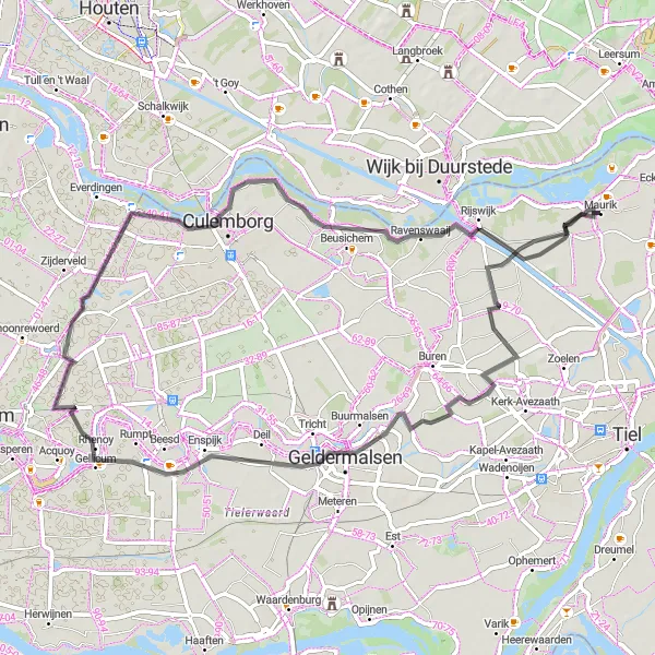 Map miniature of "Rural Discovery" cycling inspiration in Gelderland, Netherlands. Generated by Tarmacs.app cycling route planner