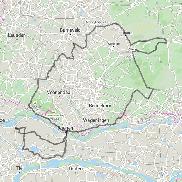 Map miniature of "Maurik Loop" cycling inspiration in Gelderland, Netherlands. Generated by Tarmacs.app cycling route planner