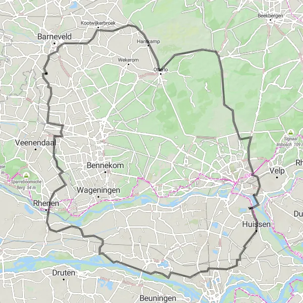 Map miniature of "Veluwe Loop" cycling inspiration in Gelderland, Netherlands. Generated by Tarmacs.app cycling route planner