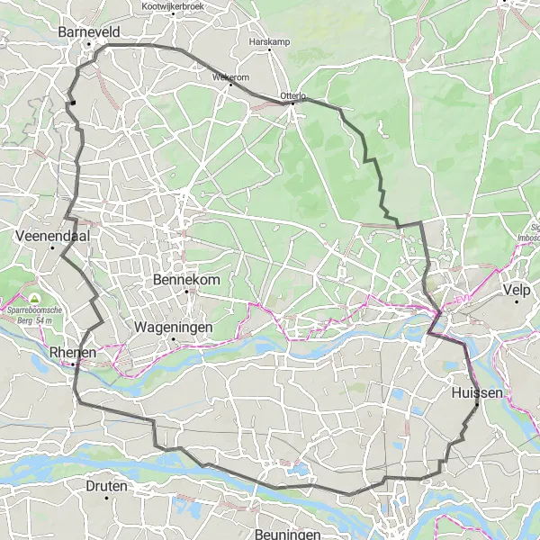 Map miniature of "Hillside Adventure" cycling inspiration in Gelderland, Netherlands. Generated by Tarmacs.app cycling route planner
