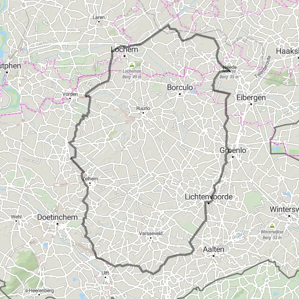 Miniatuurkaart van de fietsinspiratie "Rondrit Neede - Distinctieve route door Gelderland" in Gelderland, Netherlands. Gemaakt door de Tarmacs.app fietsrouteplanner