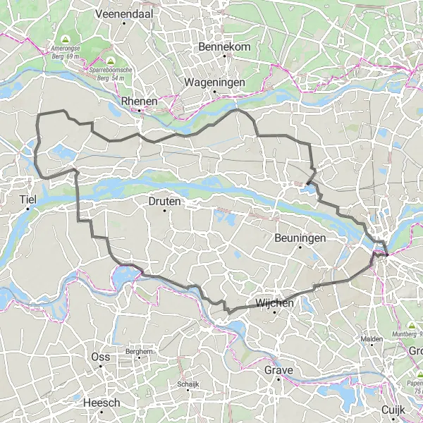 Miniatuurkaart van de fietsinspiratie "De Blauwe Kamer en Slijk-Ewijk Route" in Gelderland, Netherlands. Gemaakt door de Tarmacs.app fietsrouteplanner