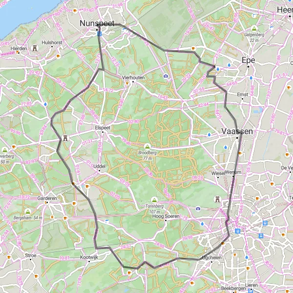 Map miniature of "Tongeren to Uitkijkoce signaling cycle route" cycling inspiration in Gelderland, Netherlands. Generated by Tarmacs.app cycling route planner