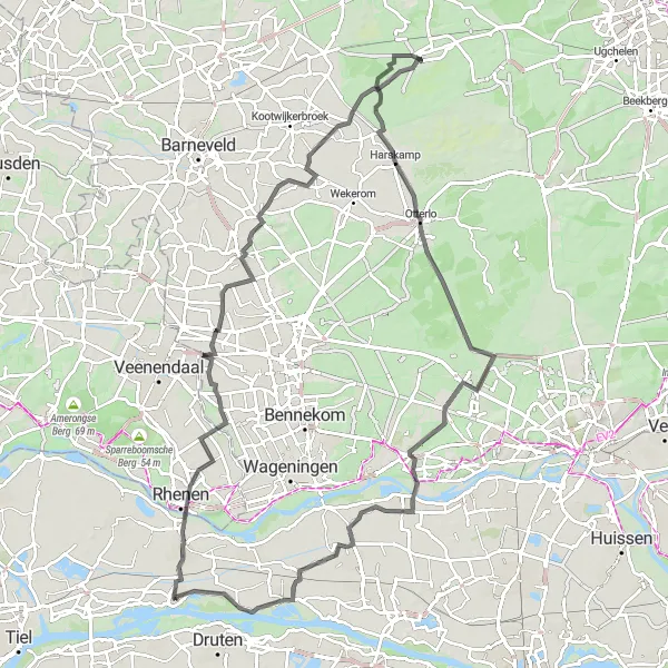 Map miniature of "Gelderland Forests and Exploration" cycling inspiration in Gelderland, Netherlands. Generated by Tarmacs.app cycling route planner