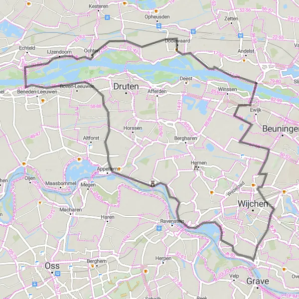 Map miniature of "Wolferen Route" cycling inspiration in Gelderland, Netherlands. Generated by Tarmacs.app cycling route planner