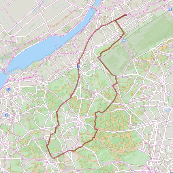 Miniatuurkaart van de fietsinspiratie "Gravel avontuur naar Staverden" in Gelderland, Netherlands. Gemaakt door de Tarmacs.app fietsrouteplanner