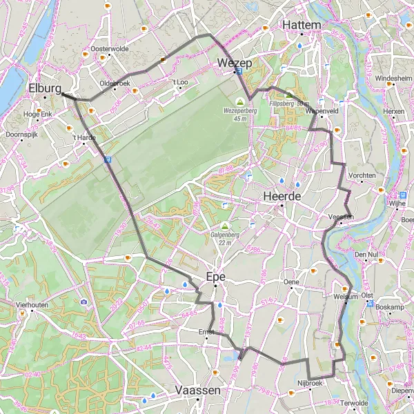 Miniatuurkaart van de fietsinspiratie "Historische fietstocht door Wezep en Welsum" in Gelderland, Netherlands. Gemaakt door de Tarmacs.app fietsrouteplanner