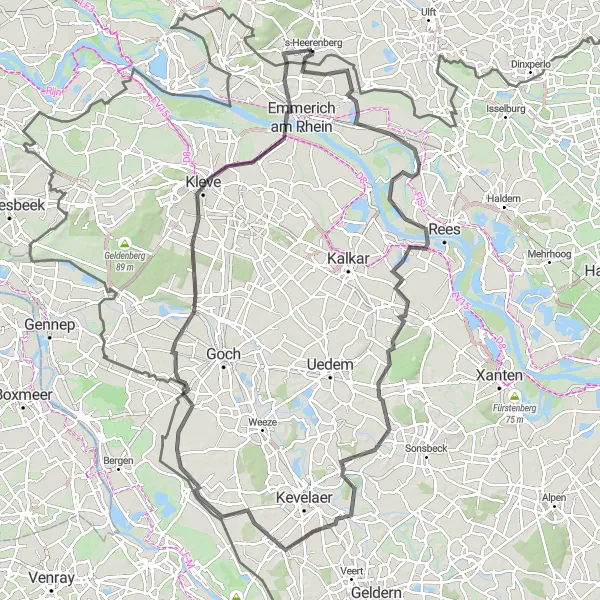 Map miniature of "Discover the Castle Tour" cycling inspiration in Gelderland, Netherlands. Generated by Tarmacs.app cycling route planner