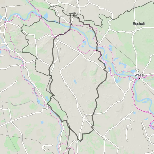 Map miniature of "The Castle Hopping Tour" cycling inspiration in Gelderland, Netherlands. Generated by Tarmacs.app cycling route planner