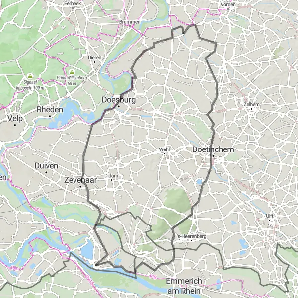 Miniatuurkaart van de fietsinspiratie "Rondrit Herwen-Stokkum" in Gelderland, Netherlands. Gemaakt door de Tarmacs.app fietsrouteplanner