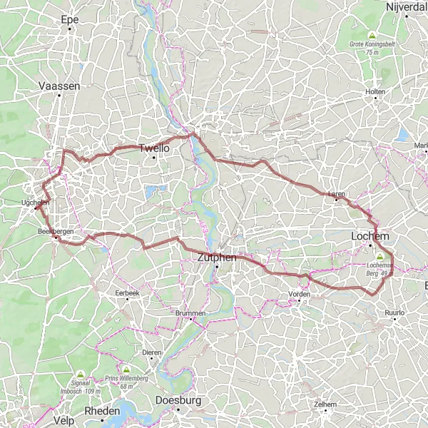 Map miniature of "Glorious Gravel Route" cycling inspiration in Gelderland, Netherlands. Generated by Tarmacs.app cycling route planner