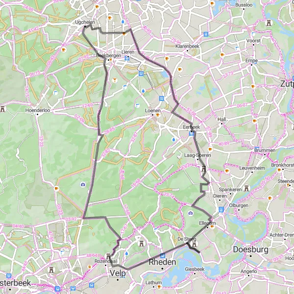 Miniatuurkaart van de fietsinspiratie "Wegroute Ugchelen - Beekbergen" in Gelderland, Netherlands. Gemaakt door de Tarmacs.app fietsrouteplanner