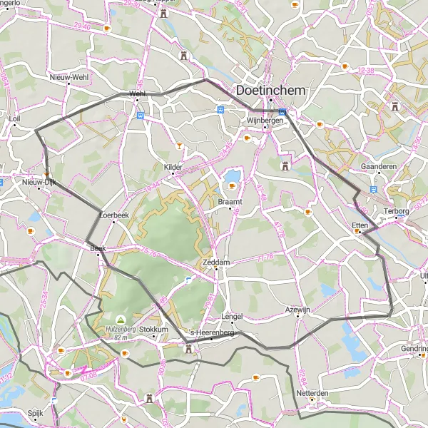 Map miniature of "'s-Heerenberg Road Loop" cycling inspiration in Gelderland, Netherlands. Generated by Tarmacs.app cycling route planner